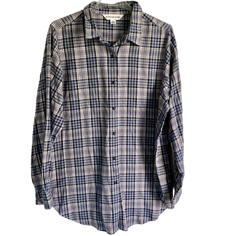 August Max Woman Plaid Long Sleeve Button Up Shirt Size 1X NEW